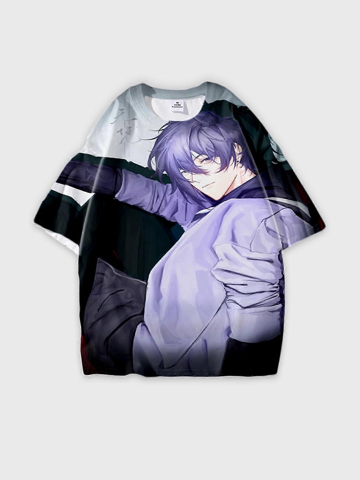 T-Shirt Round Neck, Loose Short Sleeve Stardew Valley Sebastian Graphic Tee, Unisex Summer Casual Top U1521