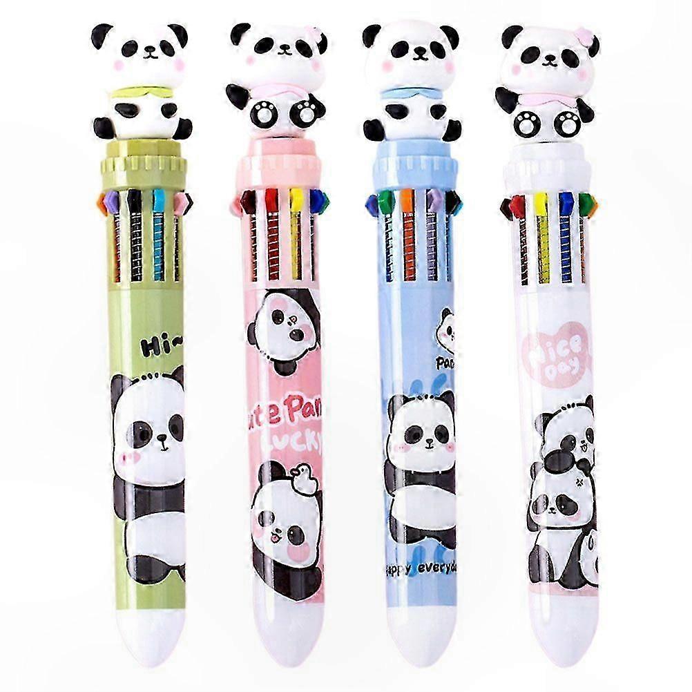 4-Pack Multicolor Ballpoint Pens with Panda Design for Students