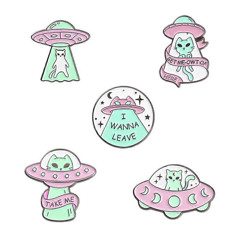 Cat Pin Badge Enamel Lapel Pin Backpack Clothes Accessories Alloy Multi Color for Diy Accessory 5Pcs