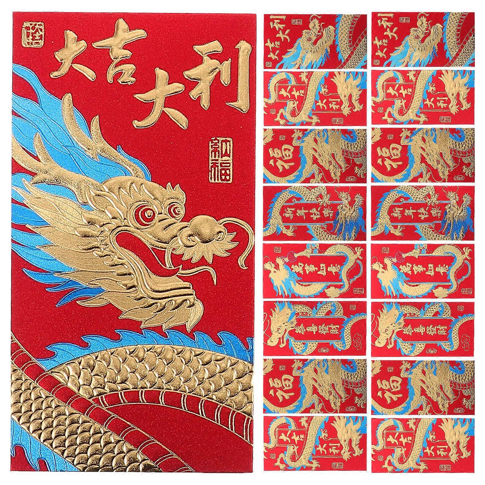 Dragon Year Red Envelope Paper Red Packet for Money Storage with 24Pcs
