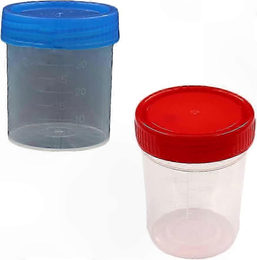 Sterile Graduated Sample Containers with Lids, 40ml, Reusable Plastic Cups, 5-Pack