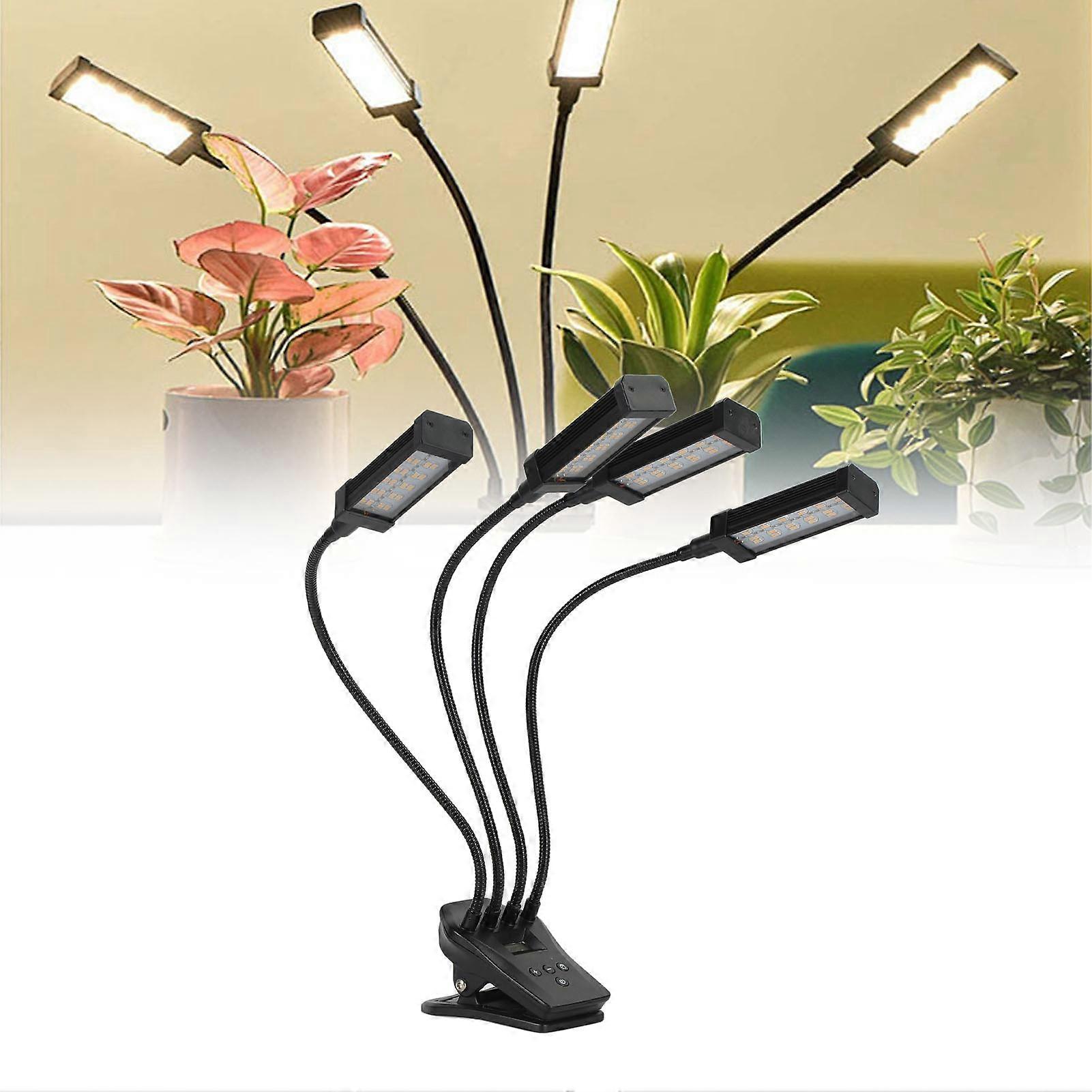 96W 4-Head Full Spectrum Plant Grow Light with LCD Display US Plug