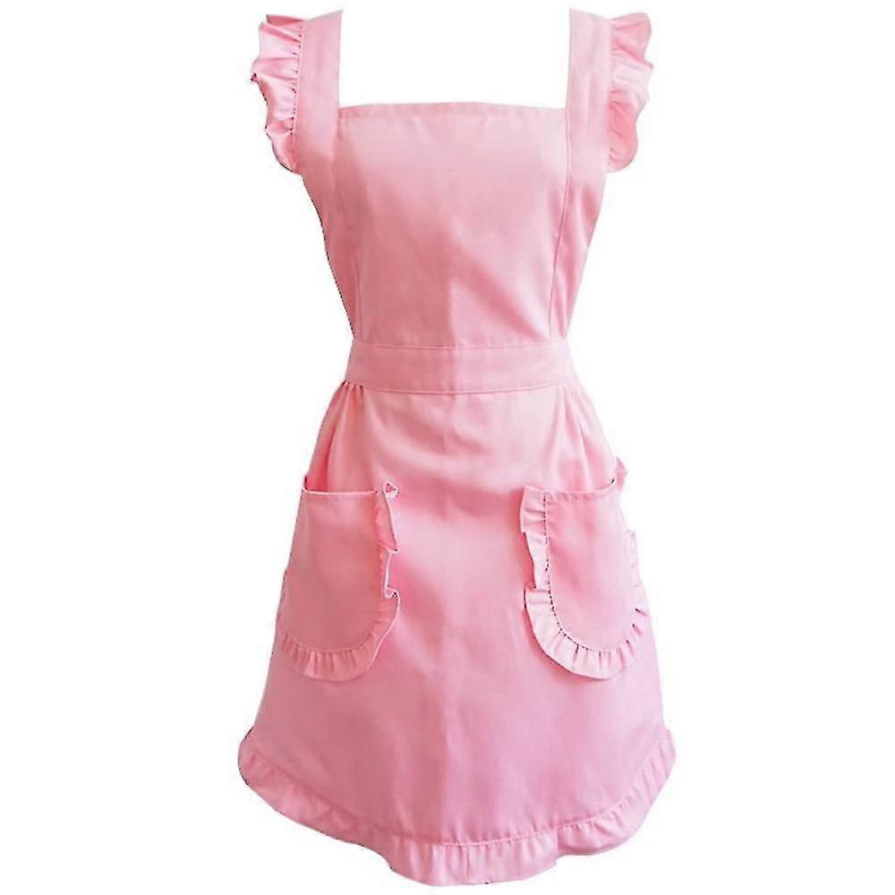 Retro Adjustable Ruffle Apron With Pockets, Small To Plus