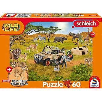 schmidt Puzzle Schleich In Savannah 60 Teile + Schleich-Figur
