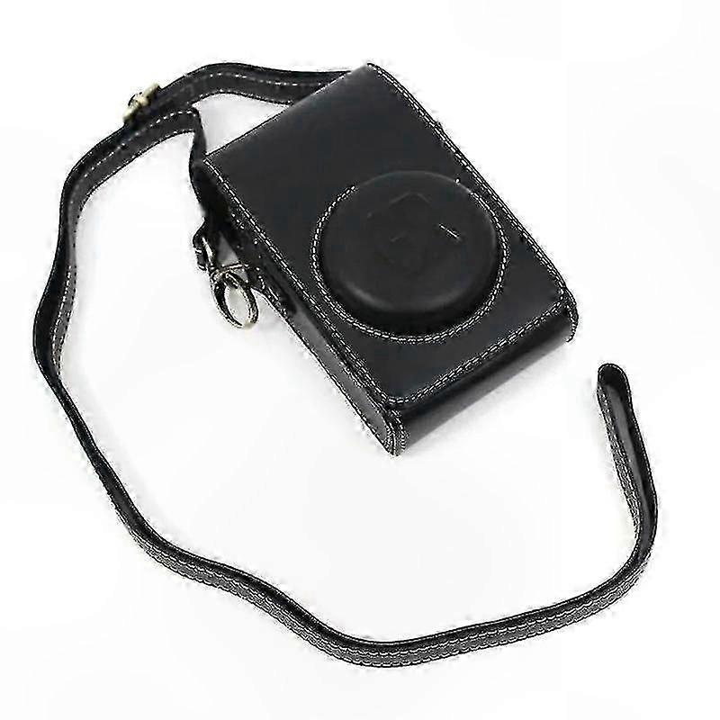 Vintage PU Leather Camera Bag with Shoulder Strap for Ricoh GR Series Digital Camera Protective Cover-Compatible with GR II GR III GR IIIX Models