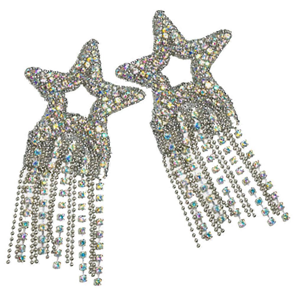 Rhinestone Iron on Glitter Star Shaped Patch for Clothes 4Pcs Decor