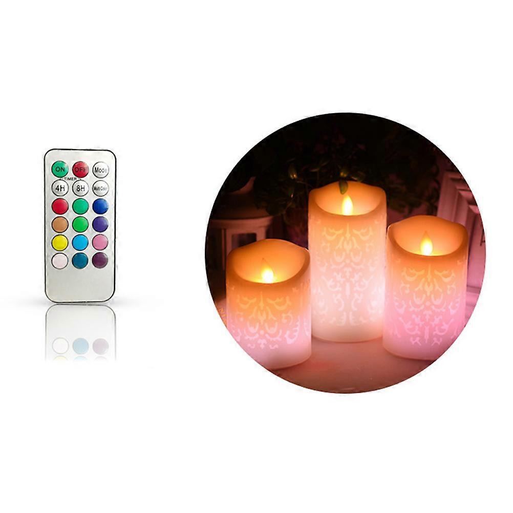 Flickering Flameless LED Tea Lights for Bedroom Parties Assorted Color Remote Control 3Pcs