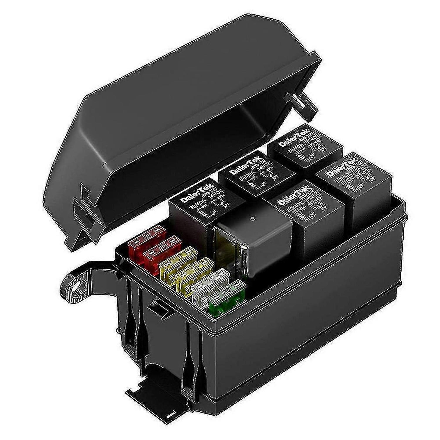 12v Relay Box 6 Slots Relay Block 6 Way / Fuse Block With Relay Universal Waterproof Fuse And Relay (tangling)