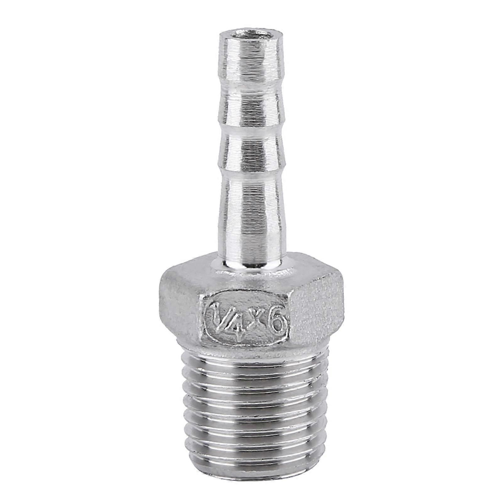 Male Threaded Steel Barb Hose Pipe Fitting Tail Connector (1/4"x6mm)