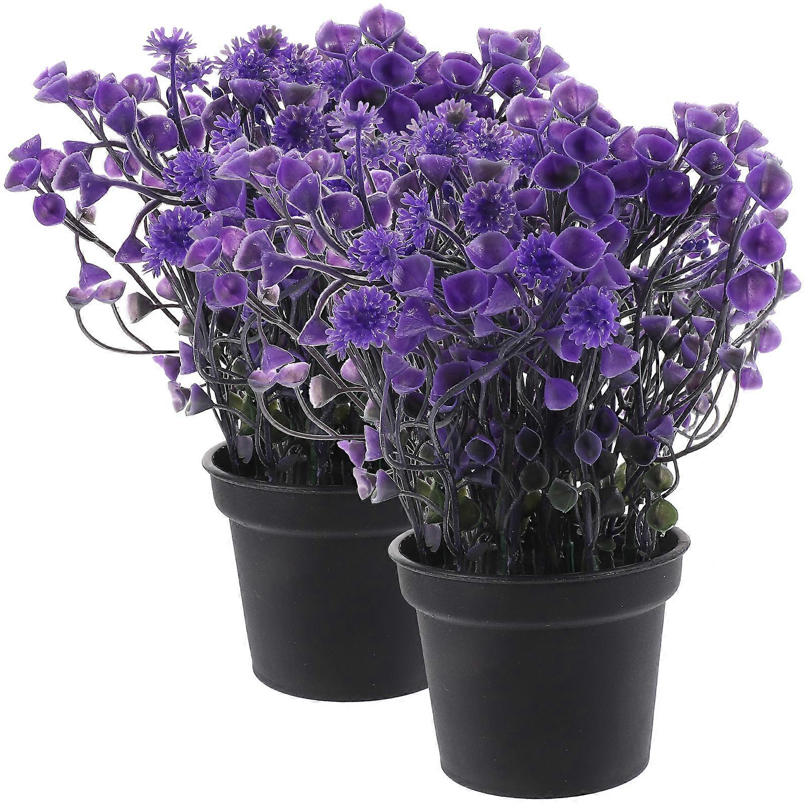 Zonh 6.29" Artificial Bell Grass Plant in Pot (2 Count)