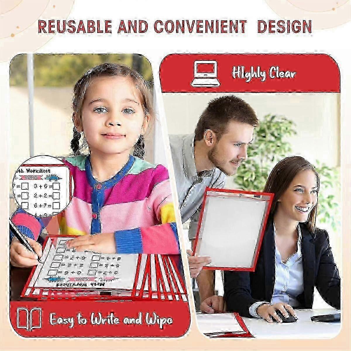 25 Piece File Folders 9 X 12 Inch Work Note Holder Dry Erase Pockets for Educators Classroom