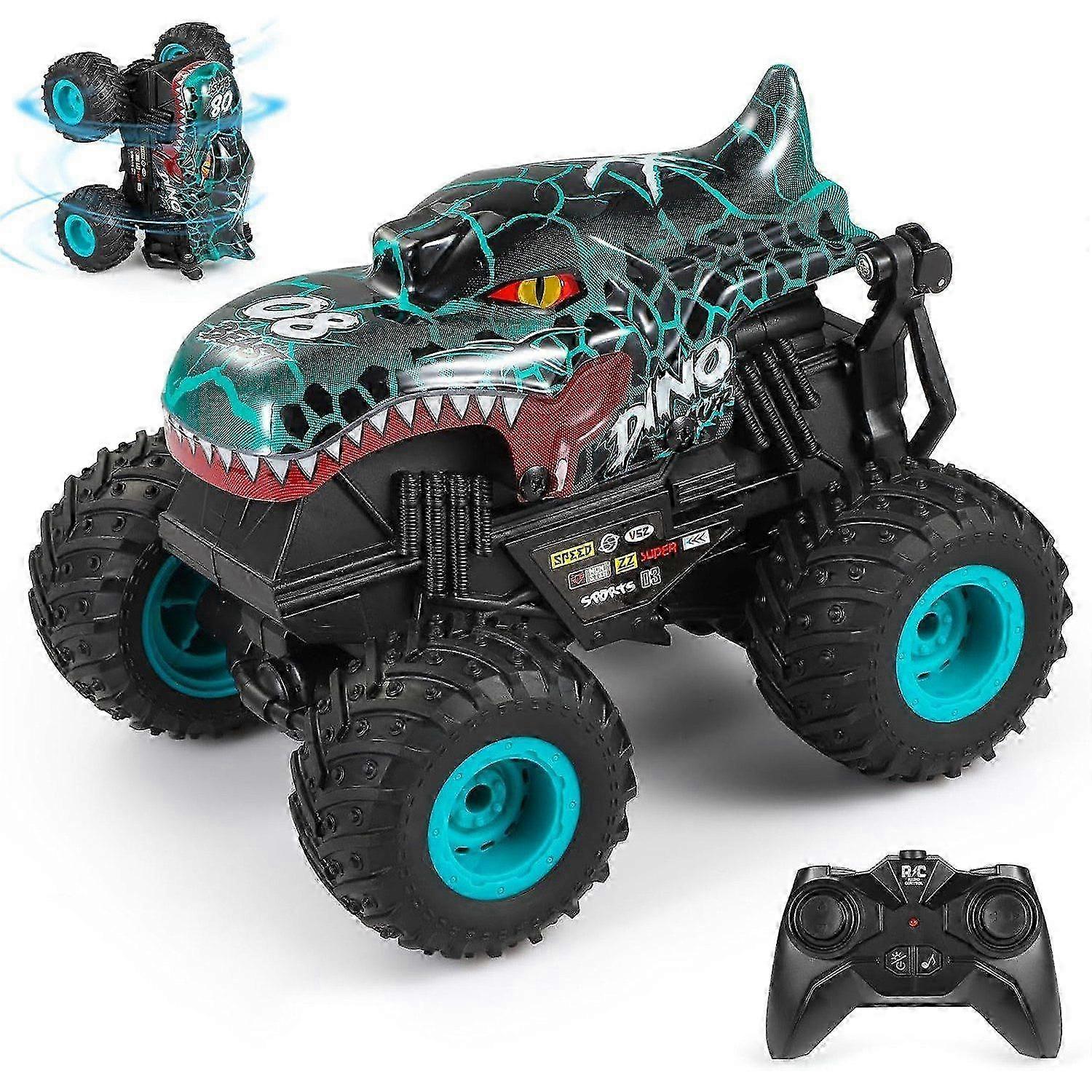 RC Monster Truck 4GHz with LED Light Cyan Remote