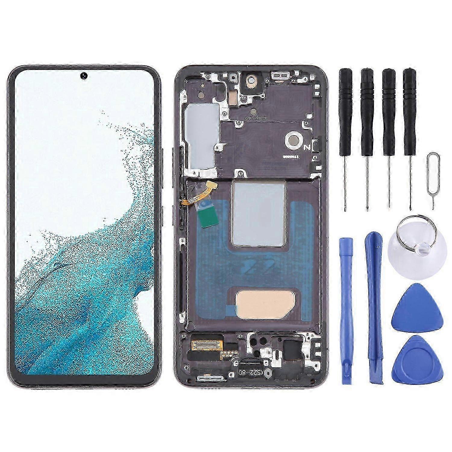 Für Samsung Galaxy S22 5G SM-S901B EU-Version TFT LCD Bildschirm Digitizer Vollmontage mit Rahmen (Bla 2025