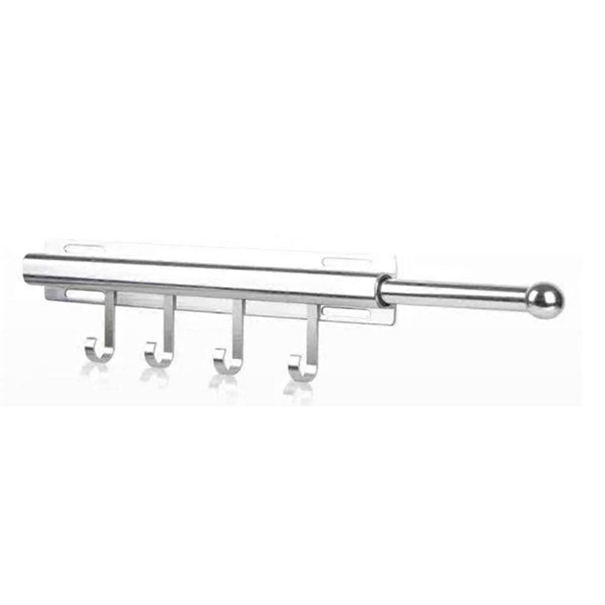 12 Inch Valet Rod for Closets Pull Out Closet Valet Rod Slide Out with 4 Hooks Pull Out Clothes Hanger Closet