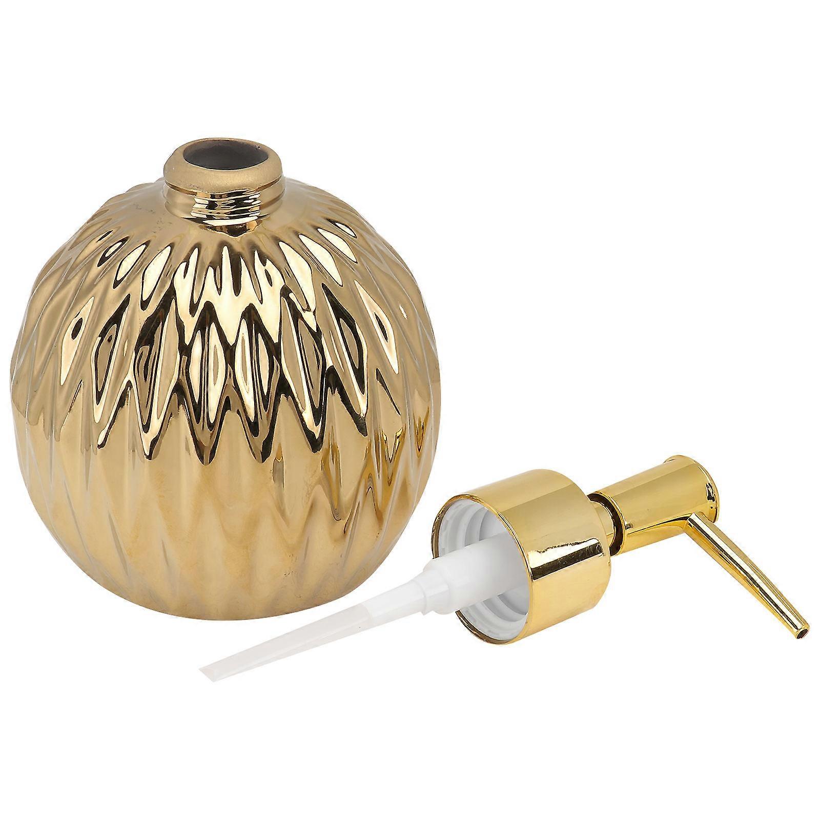 Pump-Type Ceramic Shampoo Bottle for Household Use 2Pcs Golden Set