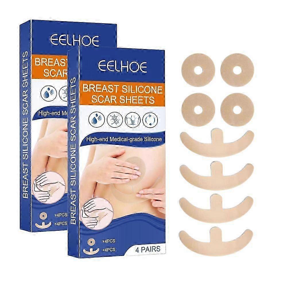 Silicone Scar Sheets for Breast Reduction - 4 Pairs for Post-Surgery Scar Removal