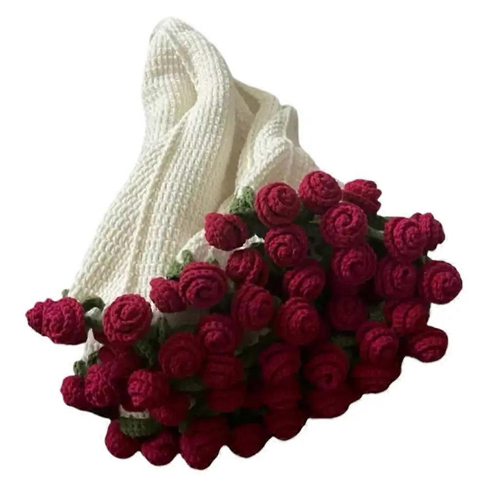 Flower Bouquet Blanket Handmade Foldable Soft Roses Blanket Beginner-Friendly Throws for Home MotherS Day Wedding