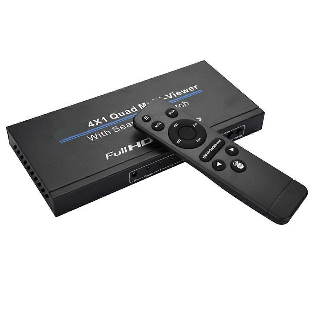 HDMI-kompatibler 4x1 Multiviewer 4 in 1 out Quad Multi-Viewer Audio Video Converter 4Kanal Video Multiplexer EU-Stecker