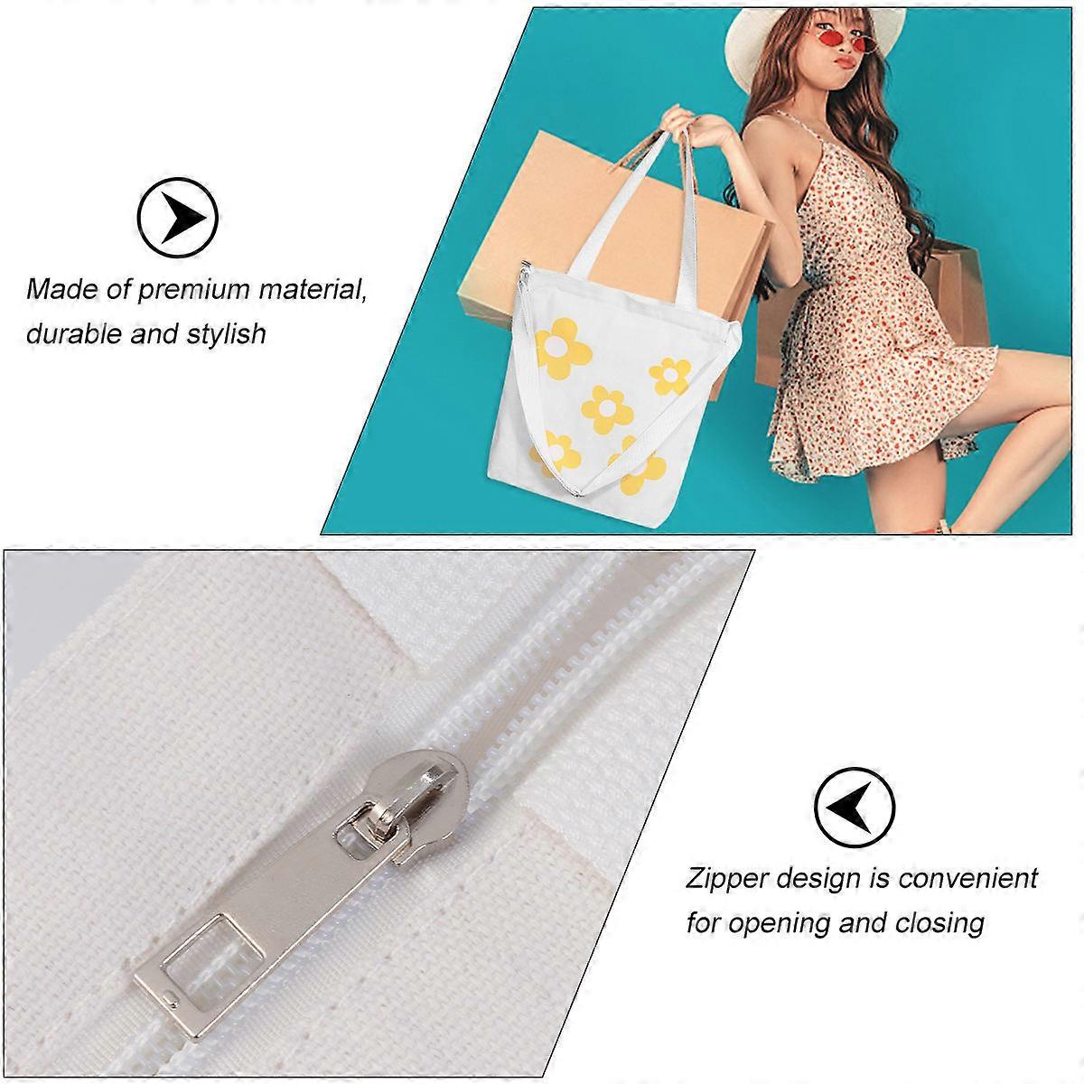 Canvas Bag Simple Shoulder Bag for Daily Use Made of Canvas White Durable 1Pc