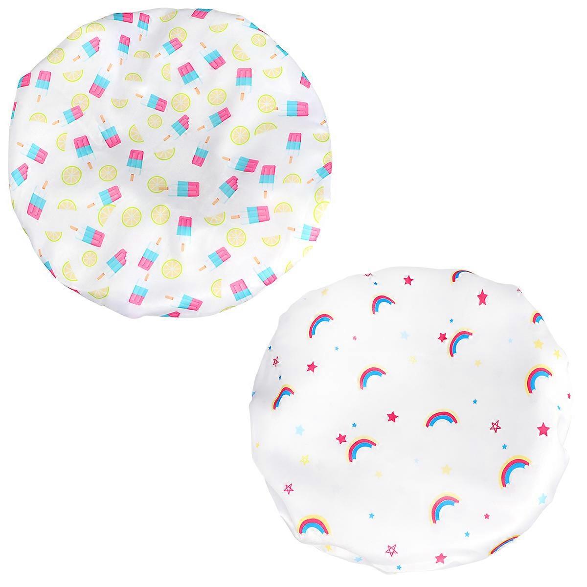 Satin Bath Hat Woman Sleeping Hat for Shower 4Pcs Multi Color Double Layer
