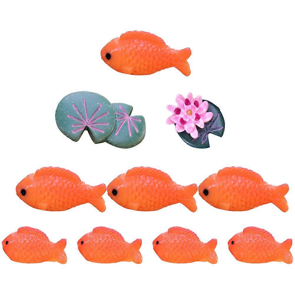 Resin Fish Ornaments Lotus-Shape Decors Home Decoration Safe Material 1Set