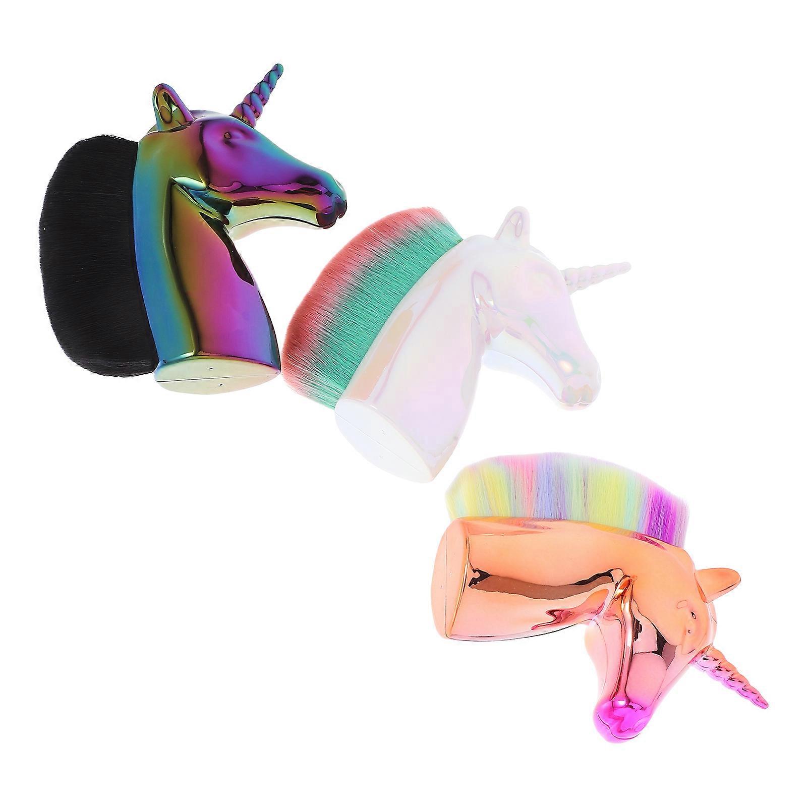 Clean Nail Brush 3Pcs Unicorn Molding Tool For Nail Cleaning Use Multicolor Soft Bristle