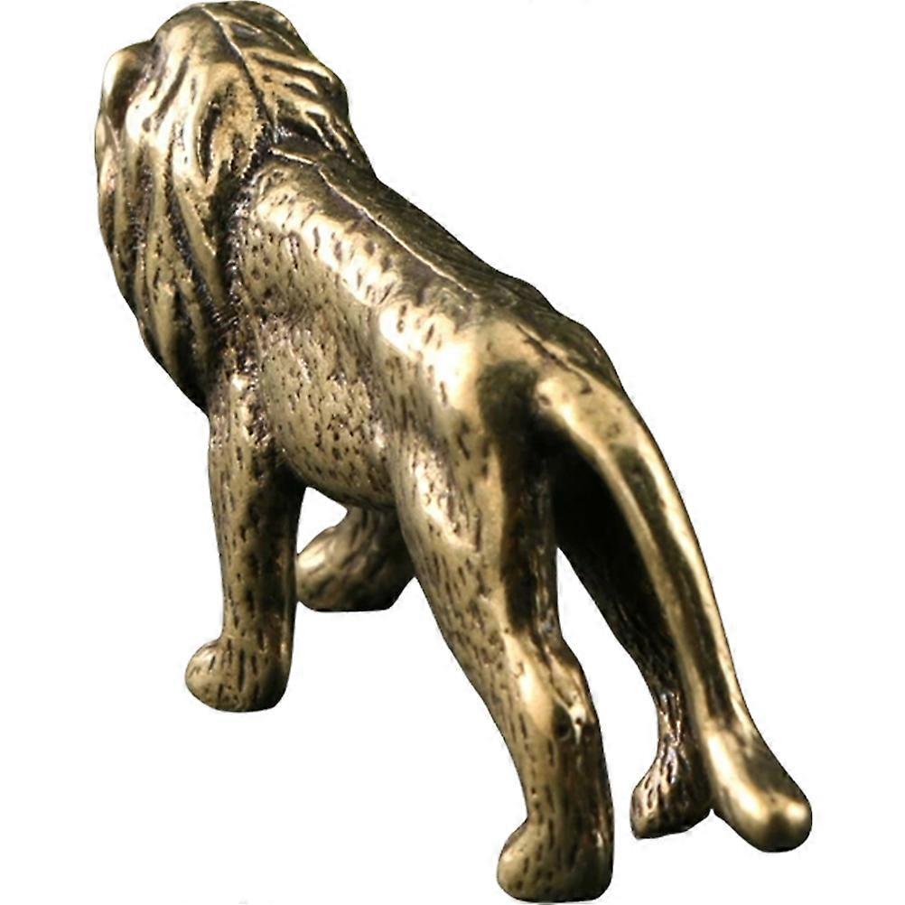 Brass Lion Statue Decor for Indoor Desktop Use 2Pcs Golden Lion Ornament