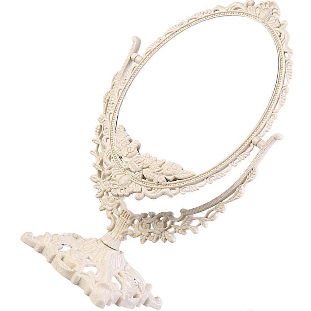 Desk Mirror Tiltable High Definition Reflection Glass Material Square Shape European Palace Style 1Pack