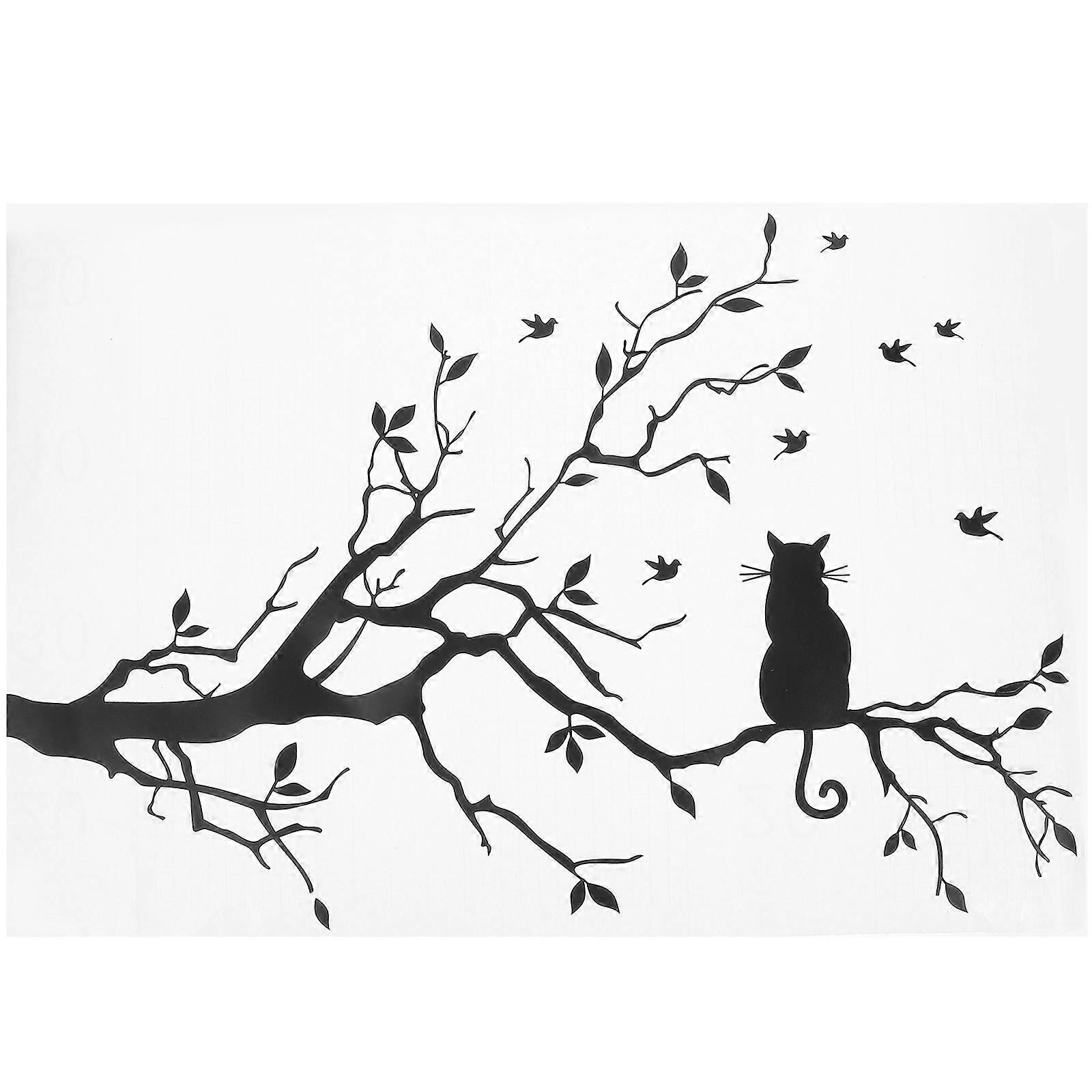 Tree Wall Decals Cat Sitting on A Tree Wall Decal Removable Peel