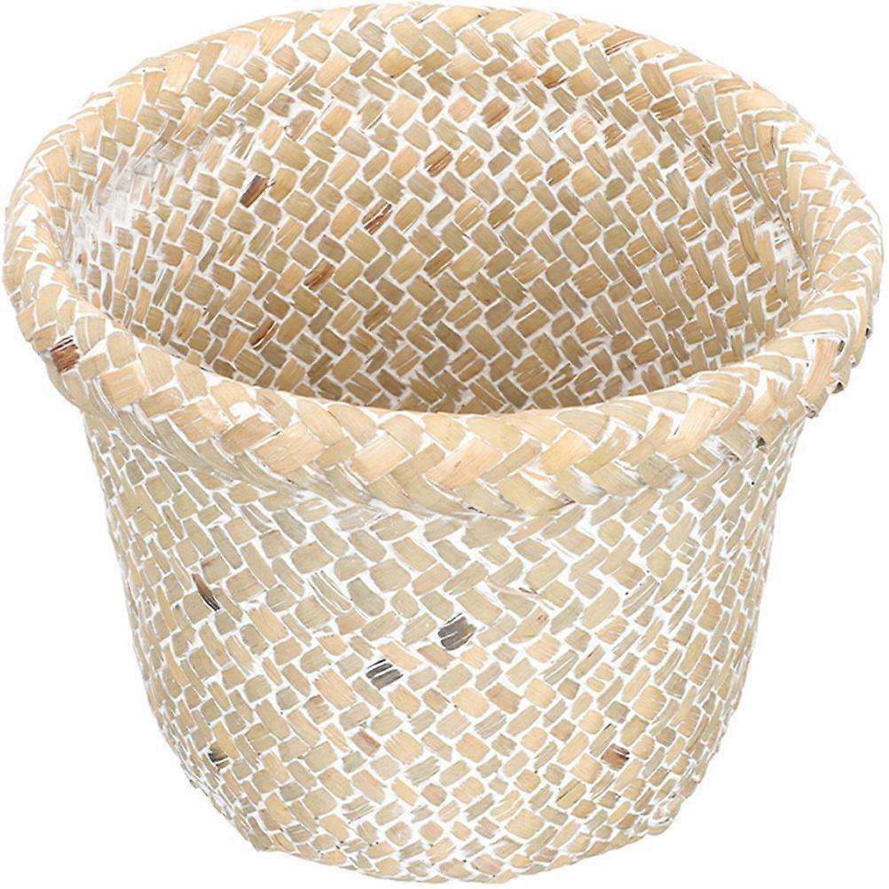 Light Yellow Rattan Woven Storage Basket for Versatile Paper Storage 2Pcs