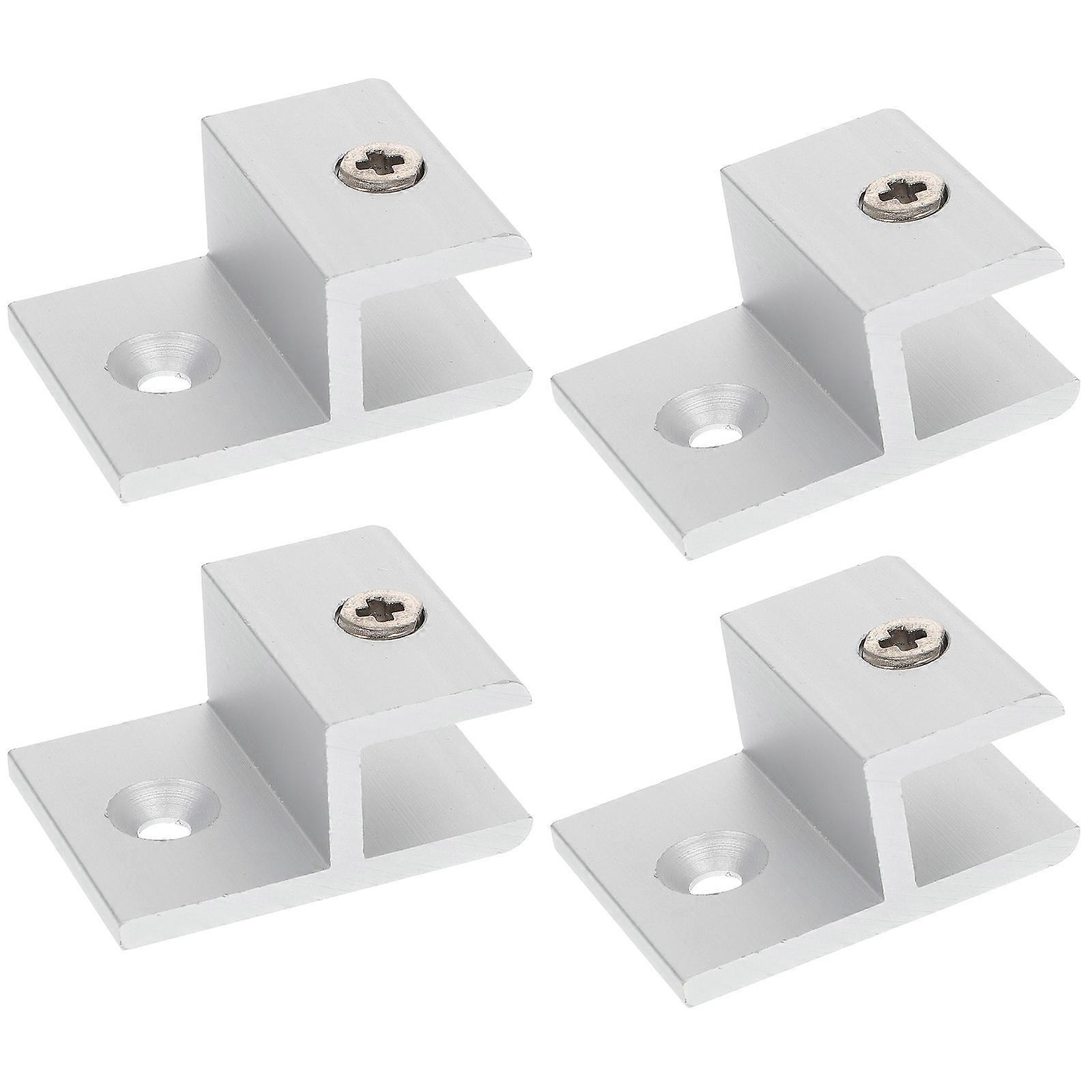 Silver Glass Shelf Brackets Rectangular Fixing Clip for 20Pcs Use