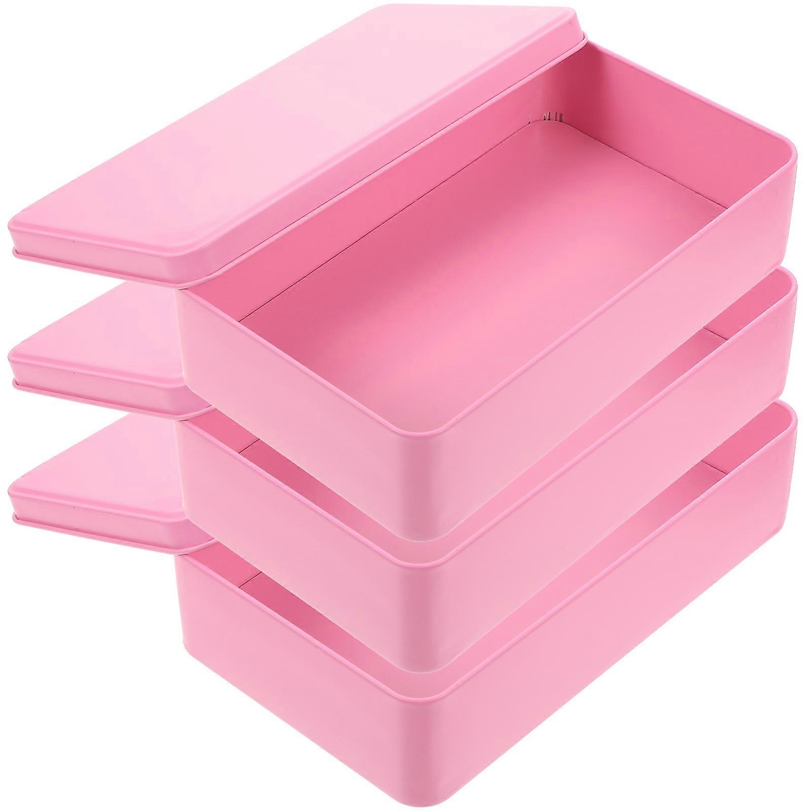 9Pcs Small Rectangle Tinplate Box With Lid Ideal For Home Storage And Gift Giving In Pink Color