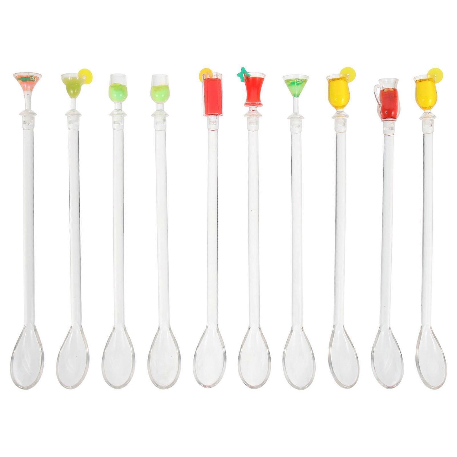 10Pcs PC Multi-Function Milk Tea Stirrers Mixing Spoons For Cocktail Parties Home Use