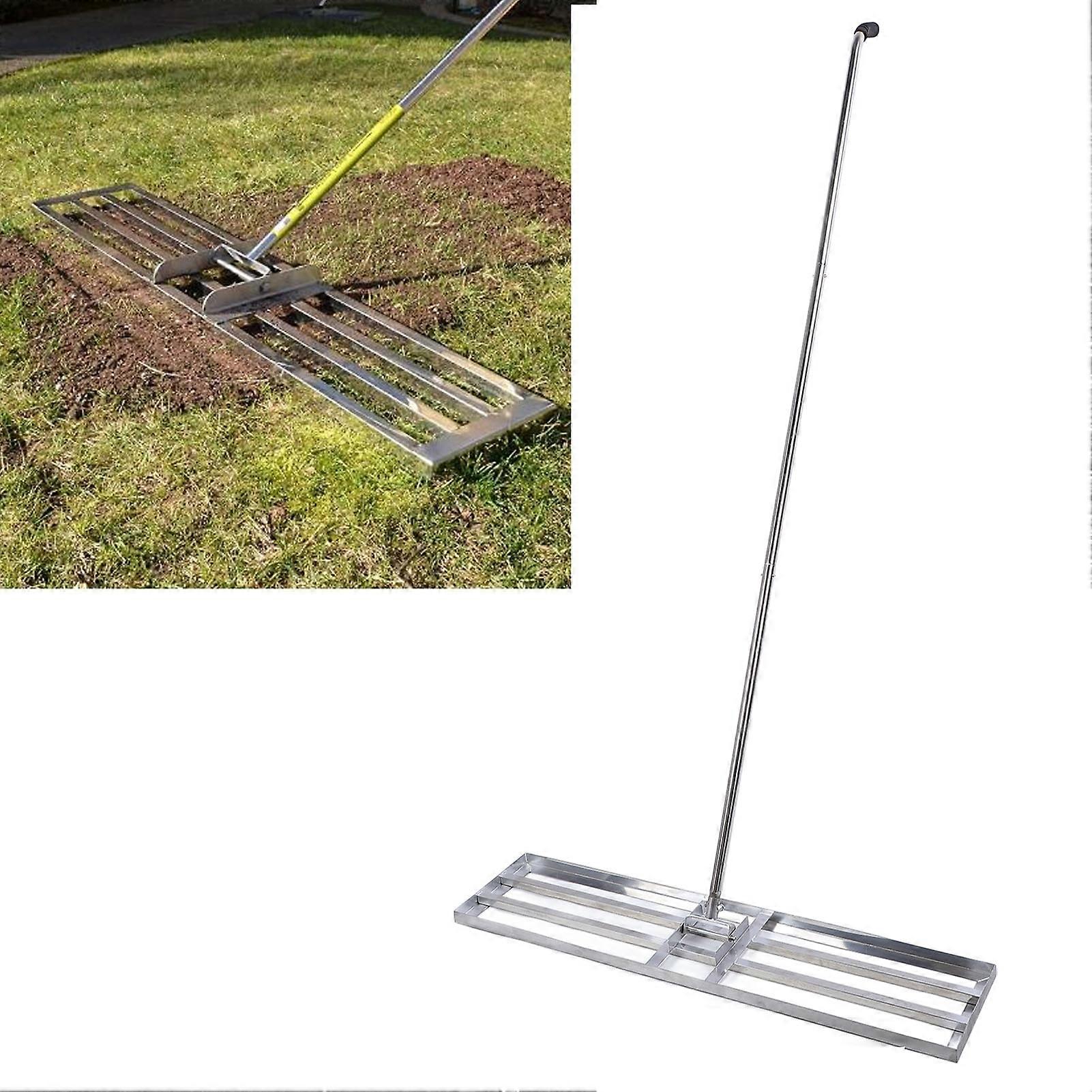 Adjustable Stainless Steel Lawn Leveling Rake 110x24.5cm Handle