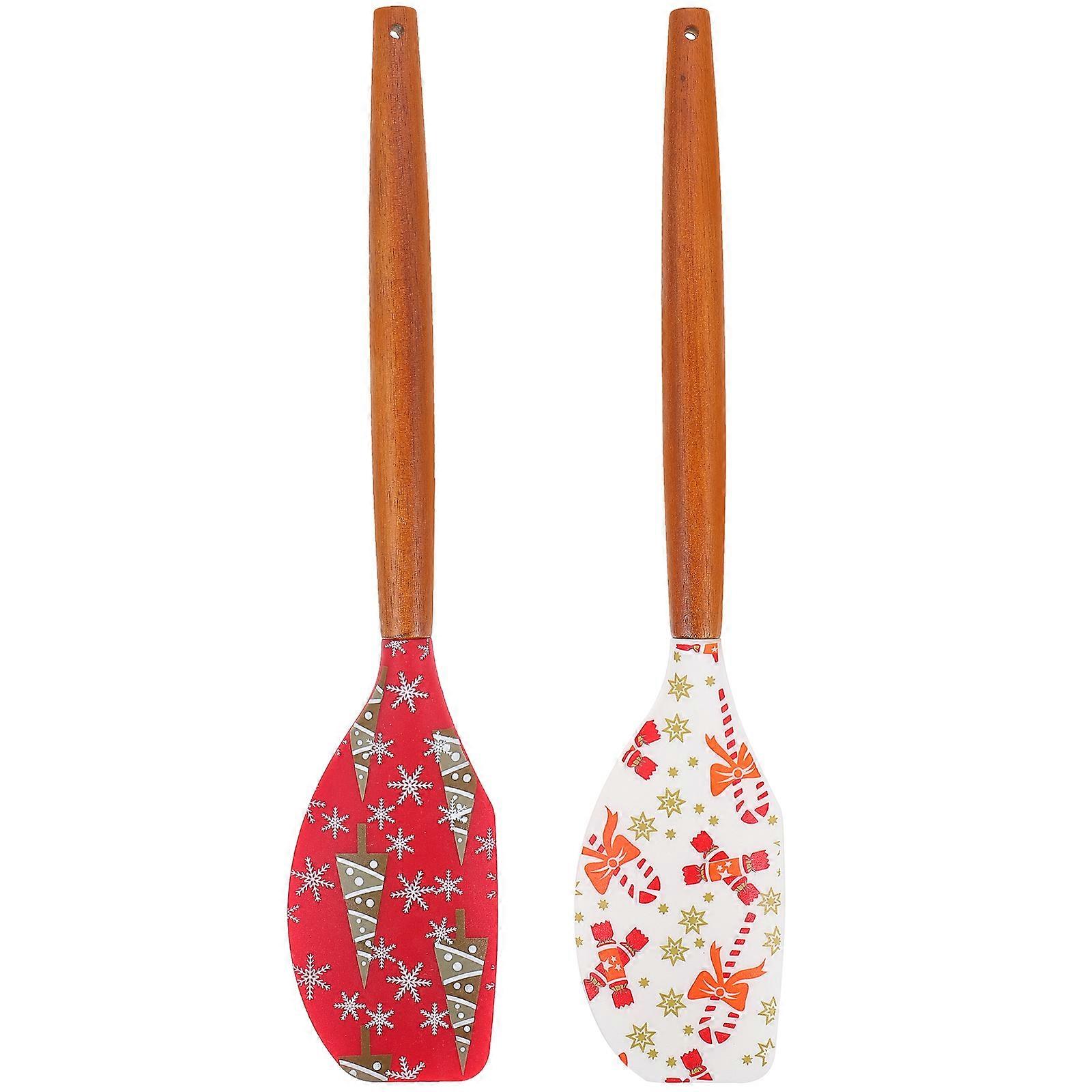 Baking Stirring Spatula Professional Baking Scrapers Christmas Baking Spatula Mixing 2Pcs