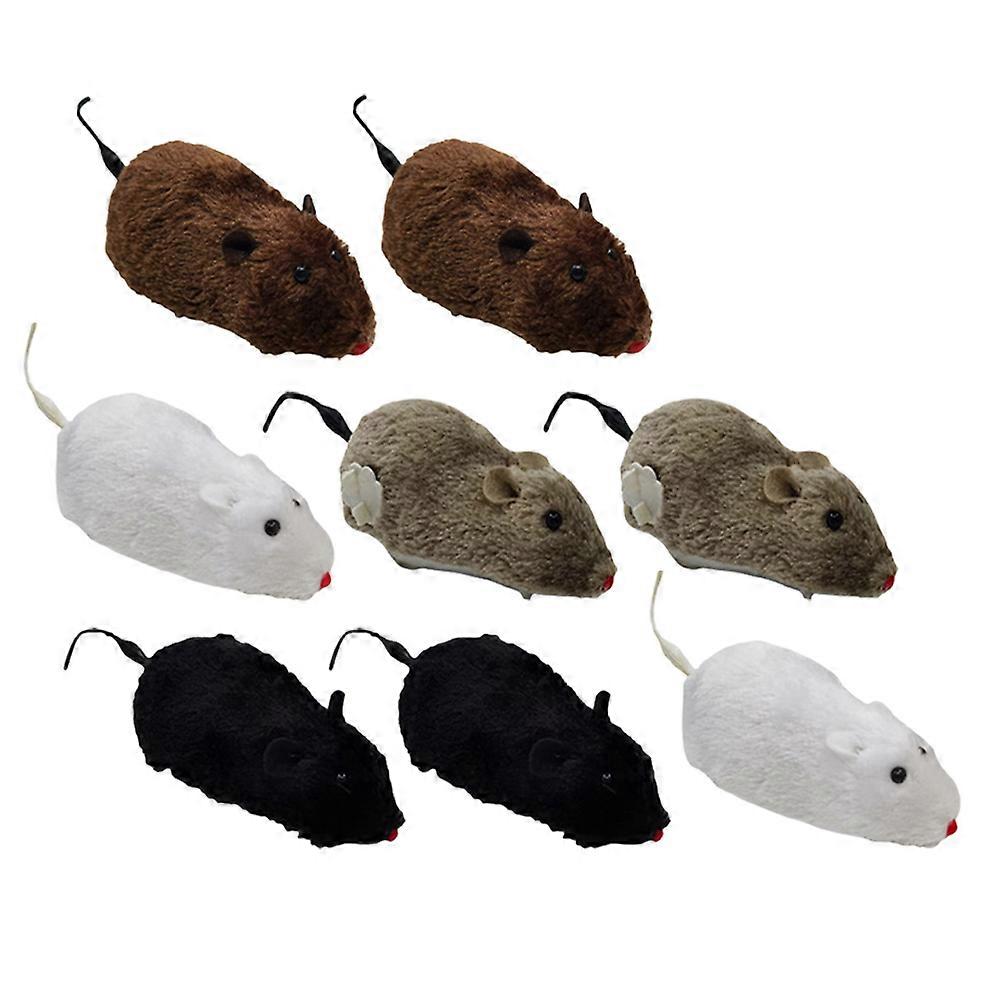 Wind Up Mice Toy Plush Cat Mice Toy for Decor 8Pcs Assorted Color