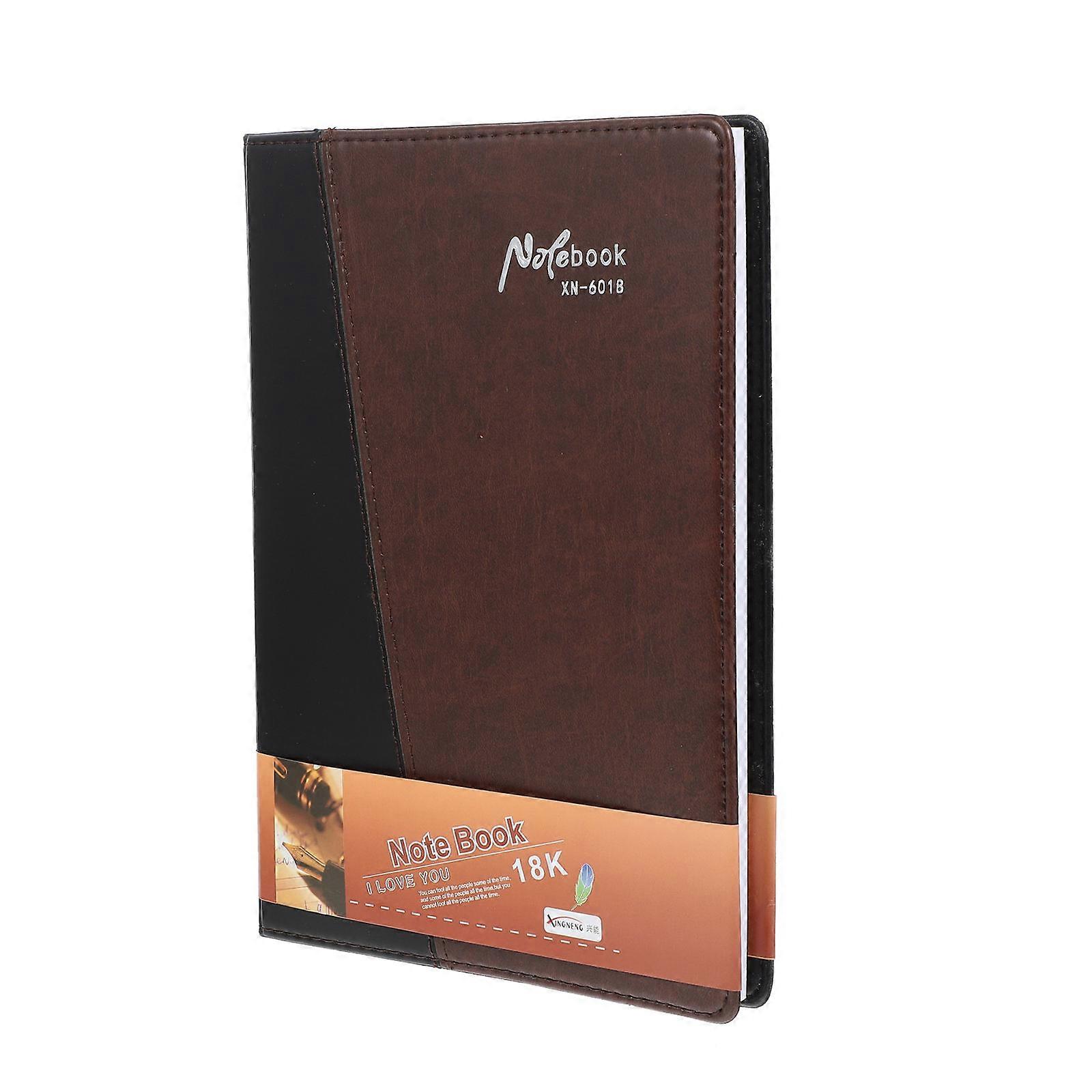 Writing Notebook Creative Notepad Office Supply Business Notebook Simple Students Notebook Light Brown 25X18X1.5cm Protection for Inner Pages 1Set