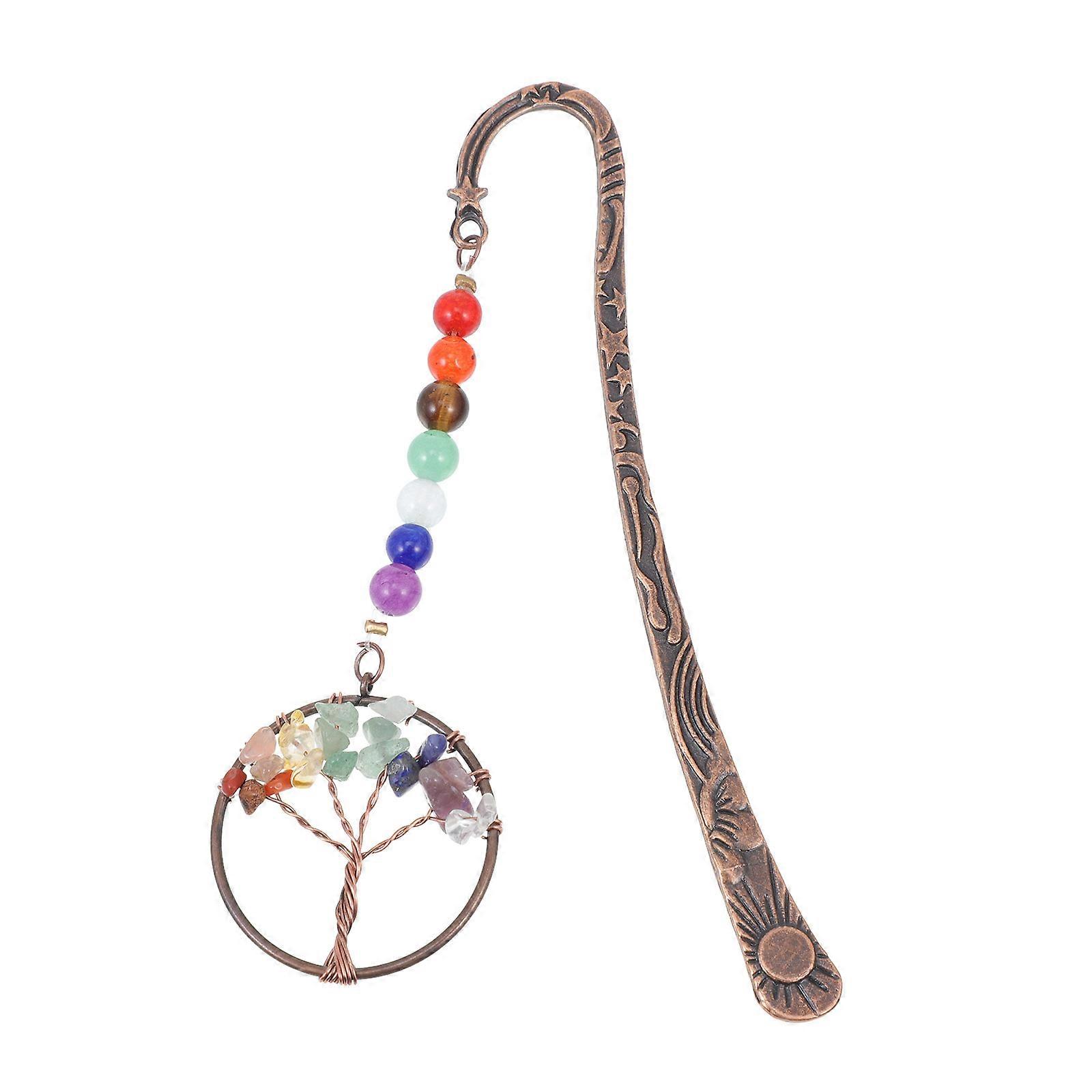 Crystal Gravel Bookmark for Reading 2Pcs Seven Chakra Life Tree