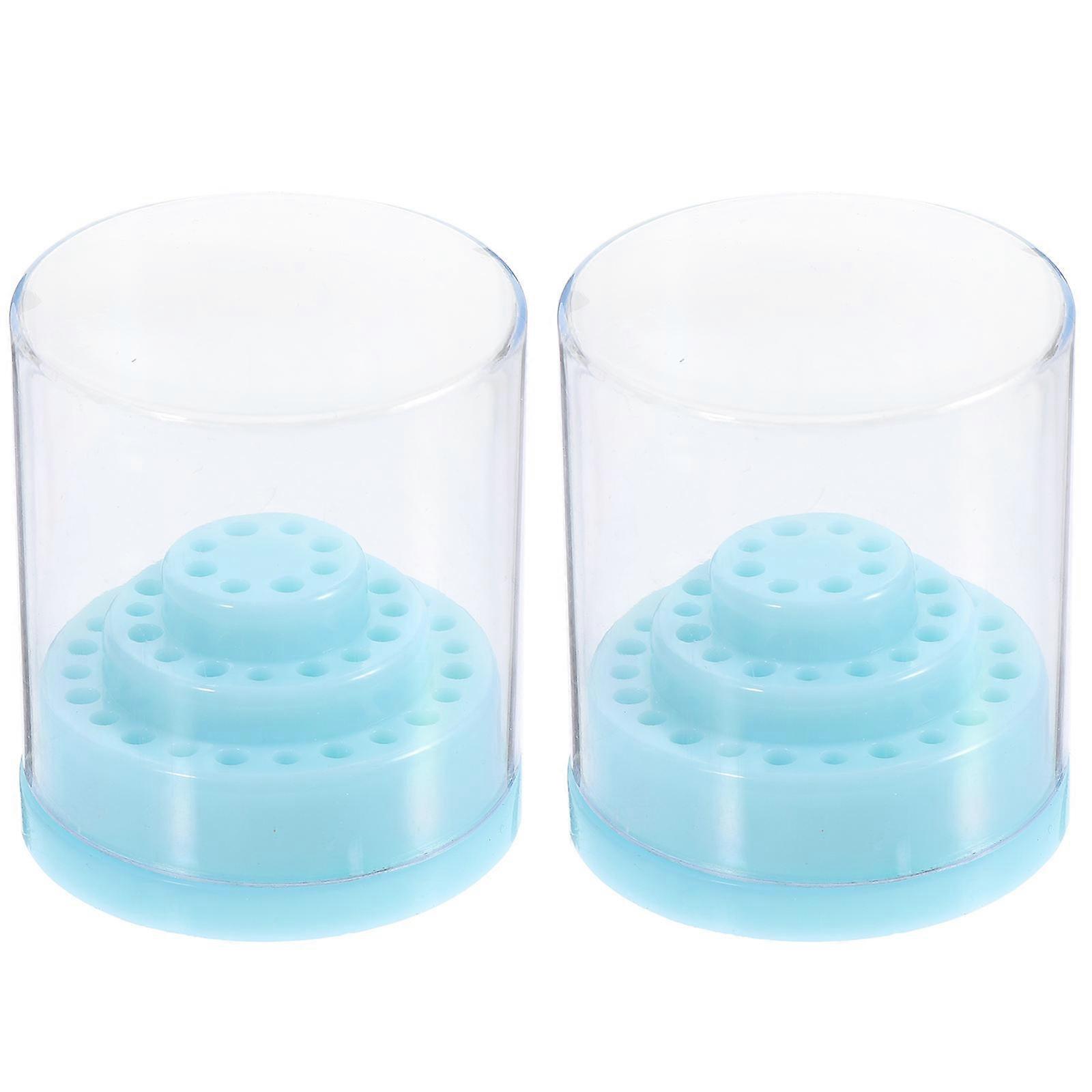 Nail Polish Head Boxes Grinding Head Storage Box for Storage 2Pcs Durable Blue Plastic