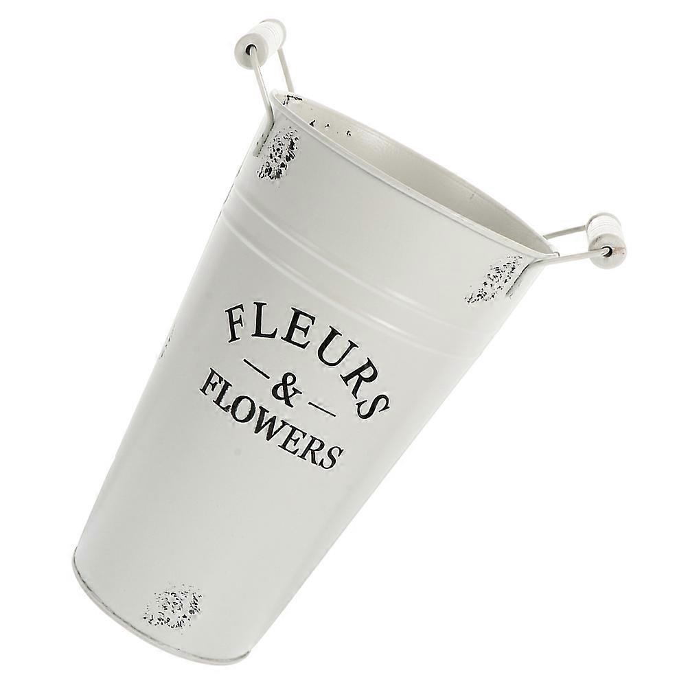 Iron Flower Bucket Multi-Purpose Plant Container for Cut Flowers 3Pcs White