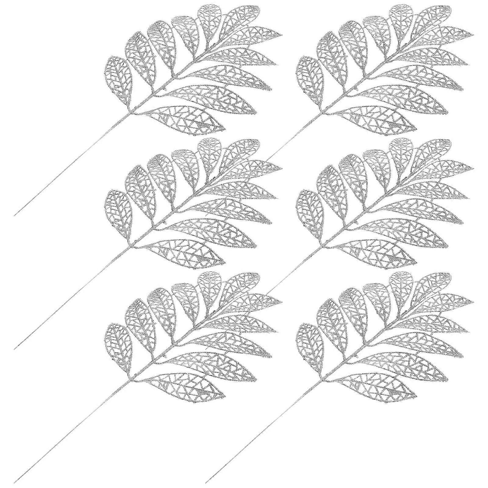 Silver Decorative Fake Leaf for Christmas Accessory Multi-Function 12Pcs