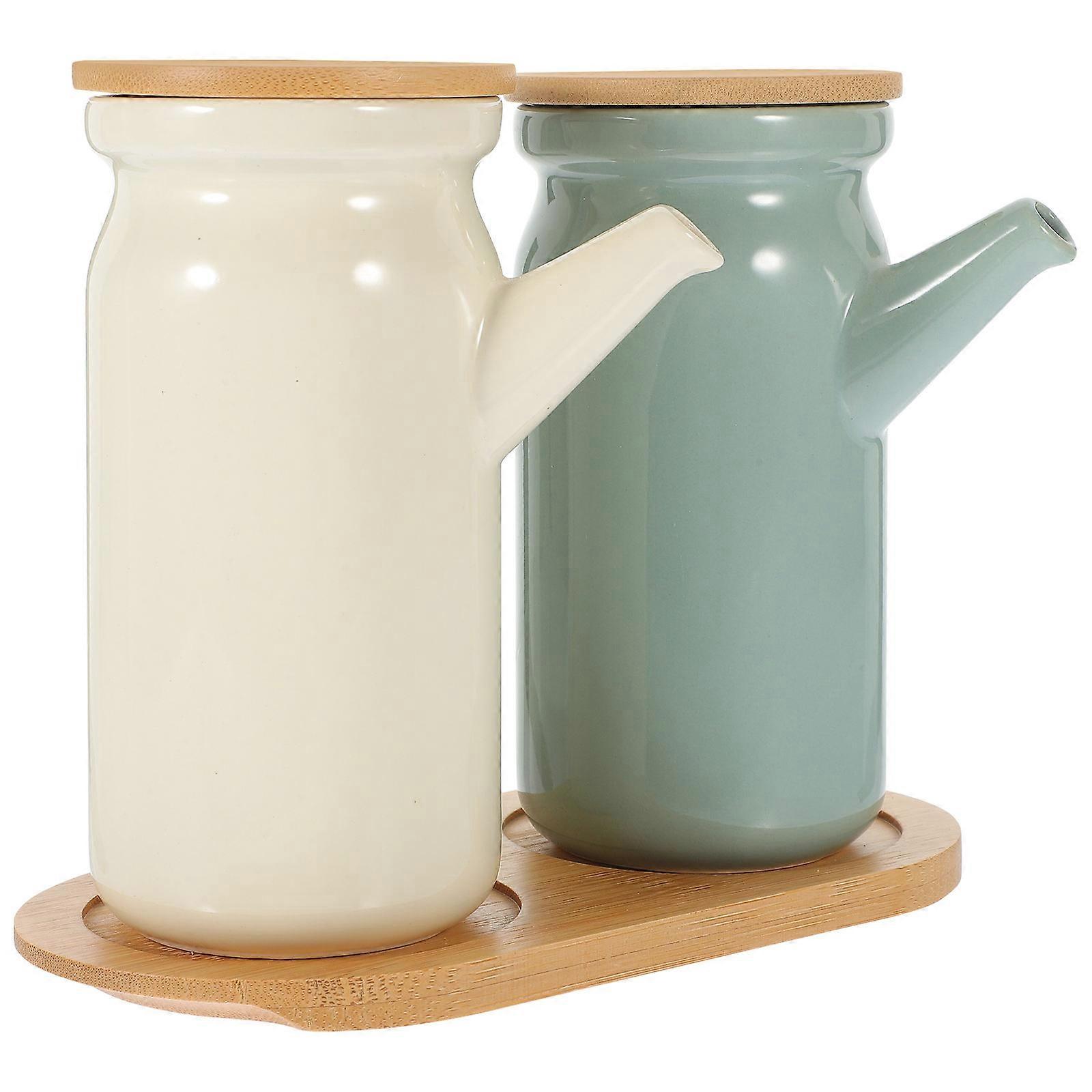 Ceramic Vinegar Container for Kitchen Storage with 1Set Dispenser