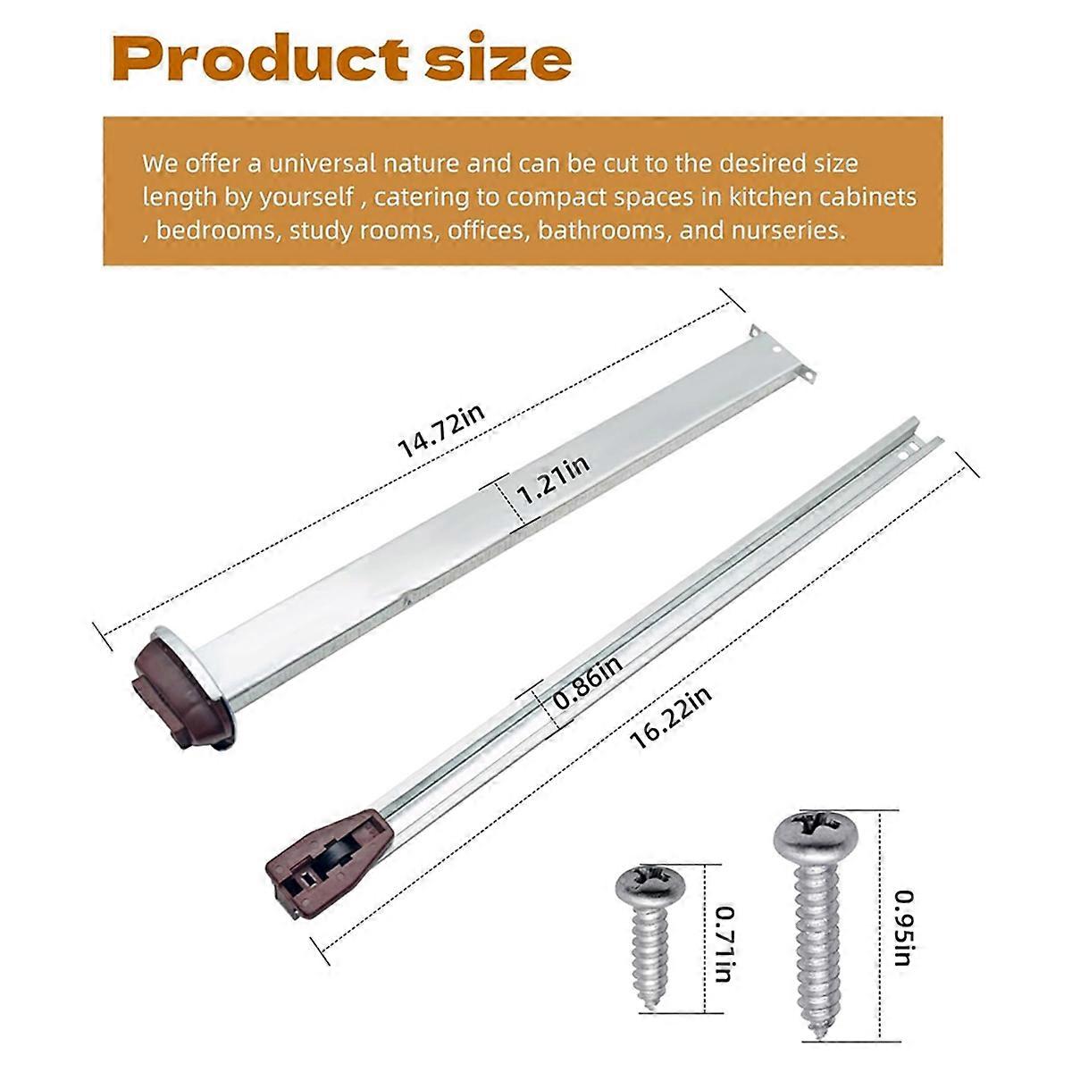 5X Metal Drawer Slide for Various Dressers and Nightstands, Drawer Track and Rail Kit with Metal Sup