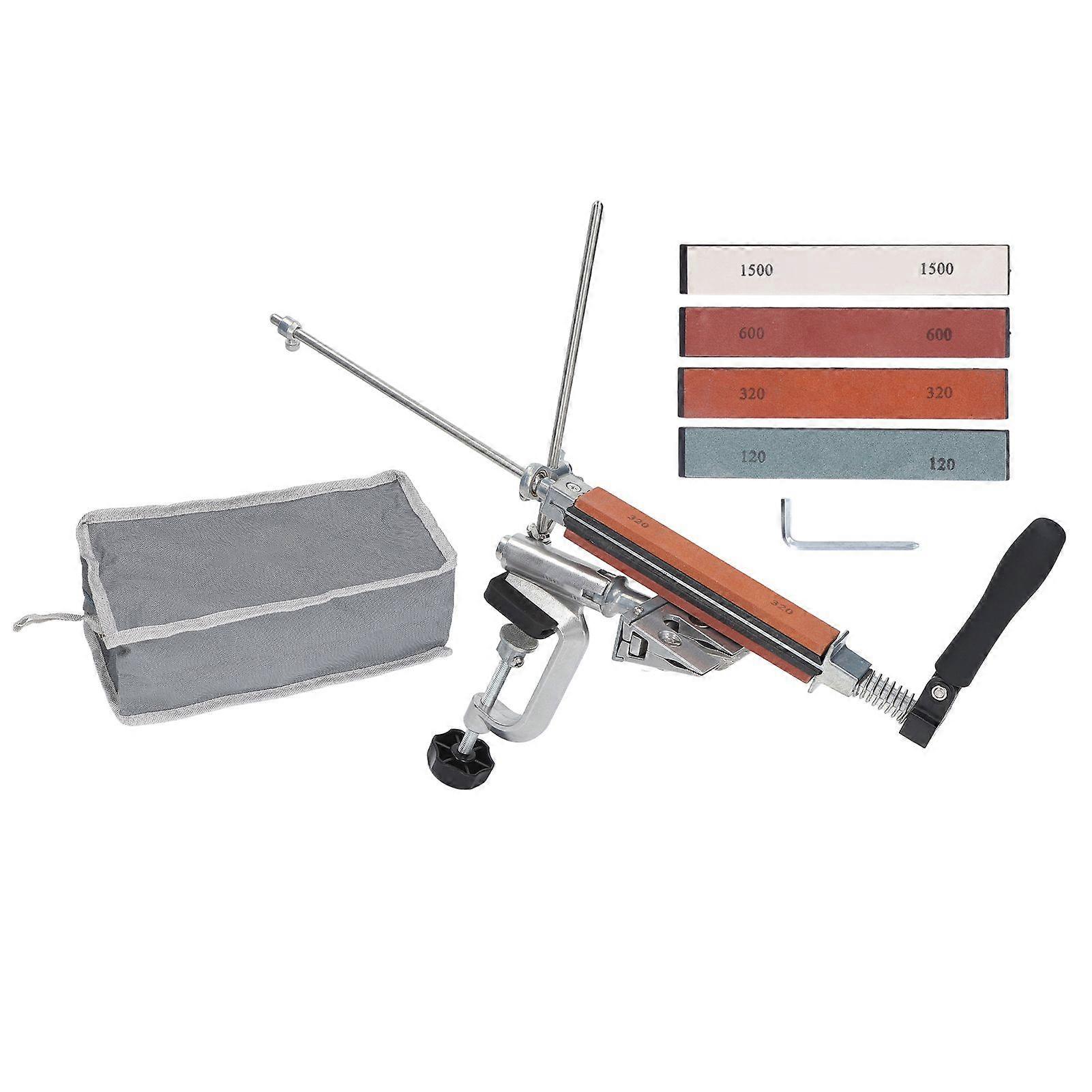 Metal Fixed Angle Sharpener with 4 Grindstones 360 Rotation Flip Knife Sharpening Polishing Tool
