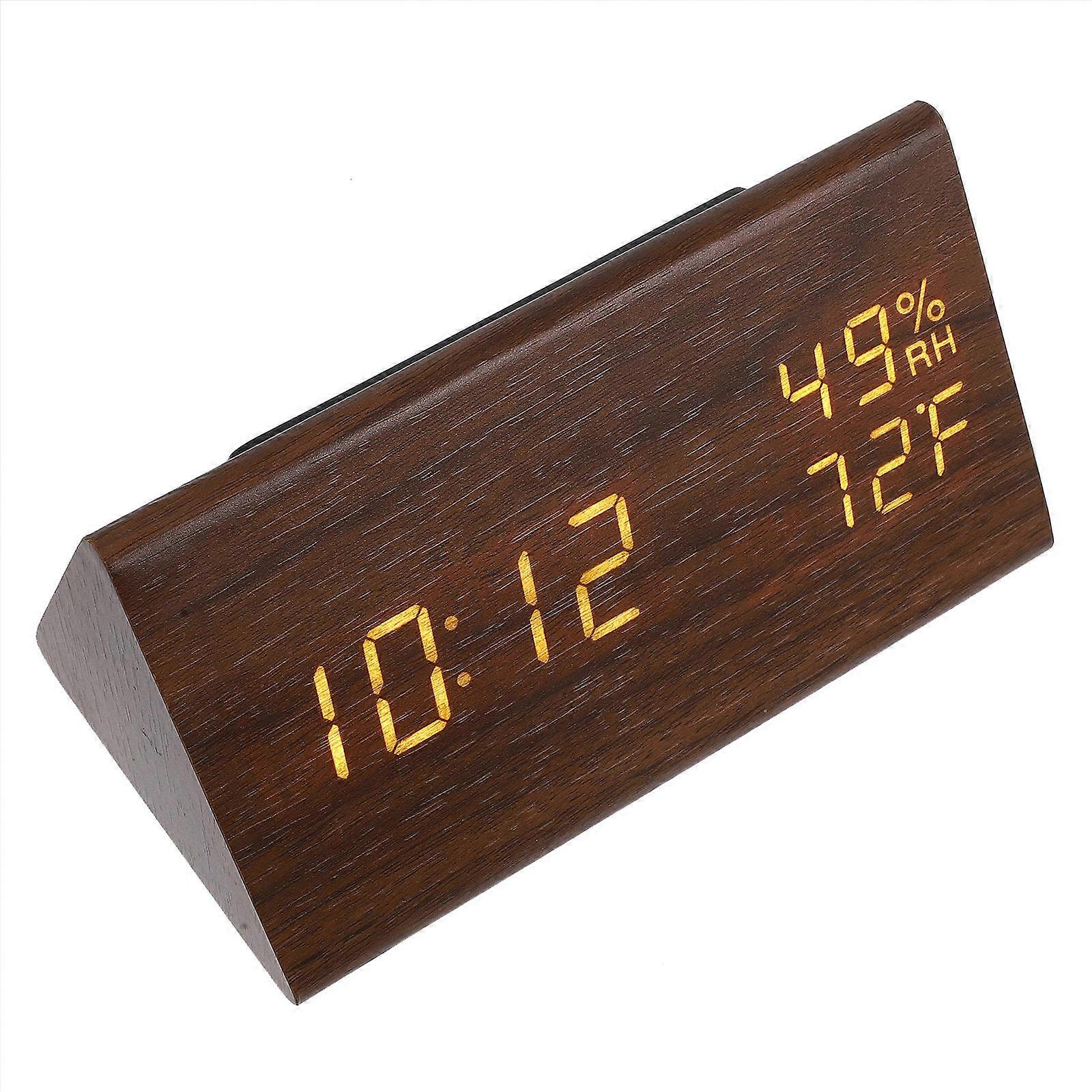 Digital Wooden Alarm Clock with Temperature Display 4Pcs for Desktop Use