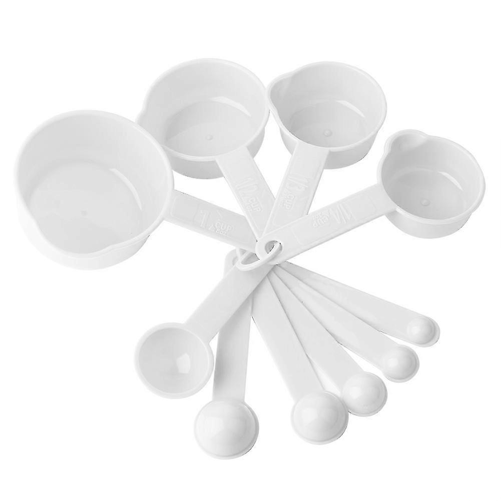 10pcs/ Set Kitchen Cook Teaspoon Measuring Spoons Cups Measuring Tools (White) 26s