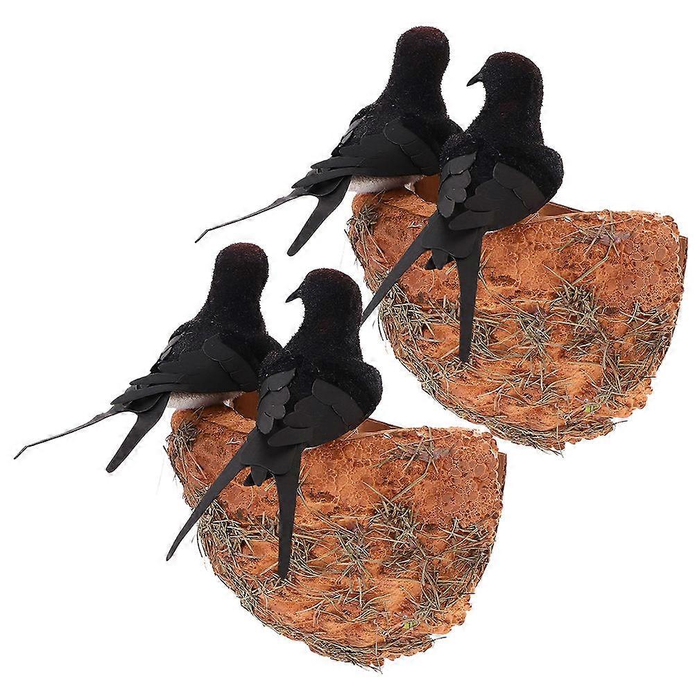 Artificial Swallow with Nest 8Set Multi Landscape Decoration Teaching Model Decorative Home and Garden Prop