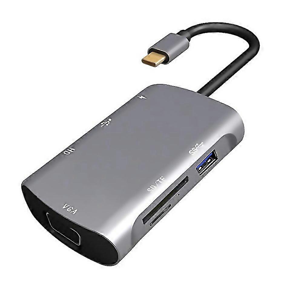 For V217e 7 In 1 Type C Usbc To Pd Hdmi Vga Usb30 Ub20 Sd Tf Multifunction Typec Usbc Hub Docking St