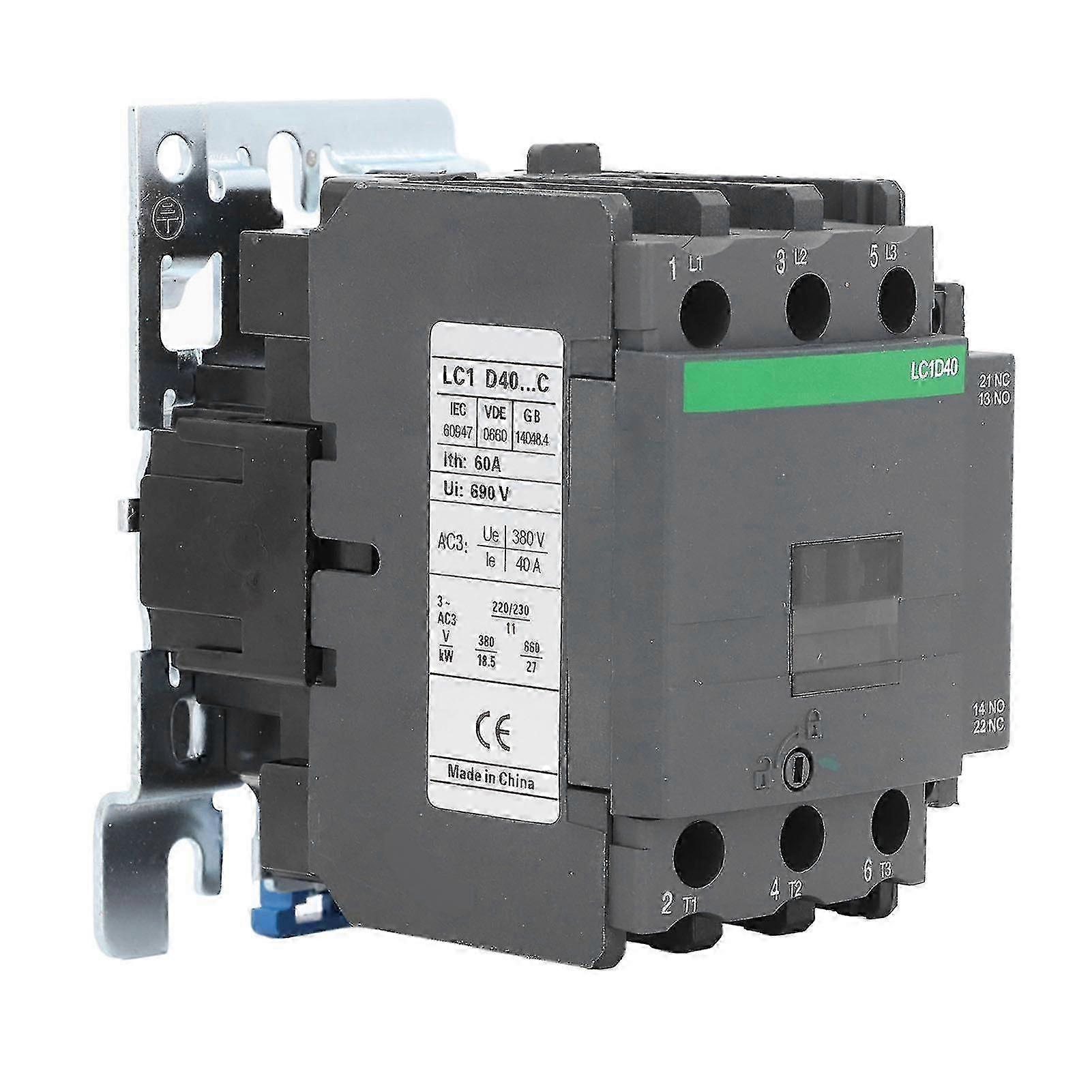 AC Contactor 1NO 1NC 40A 380V High Voltage Coil Silver Contact Motor Controller LC1D40 110V