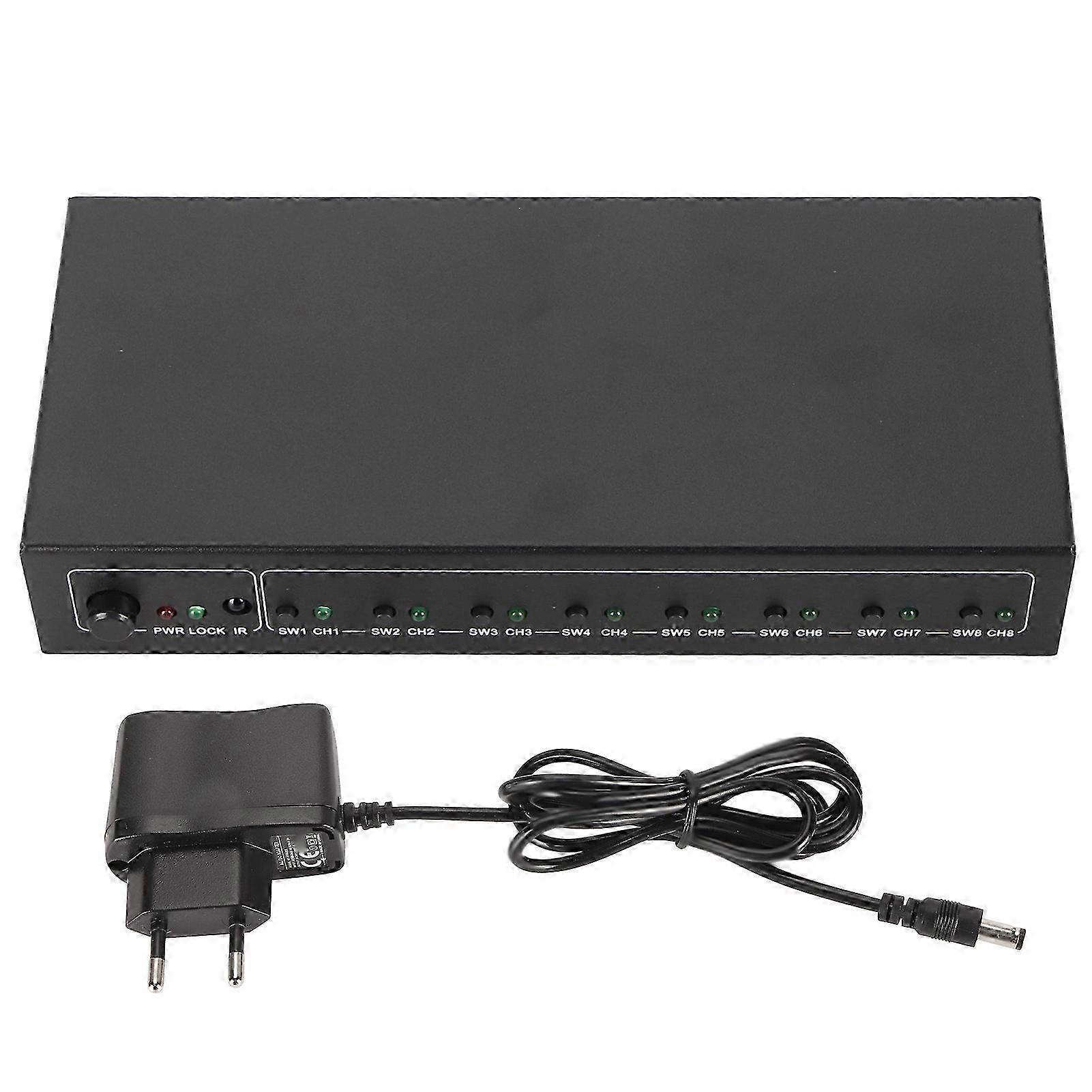 25-26 SPDIF 1x8 Splitter 1 in 8 Out Support LPCM2.0 DTS AC3 SPDIF Digital Sound Splitter 100?240V EU Plug